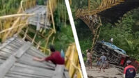 Jembatan Gantung Selepa putus. Minibus penuh penumpang terjun bebas menghantam bebatuan, korban bergelimpangan, Rabu siang, 20 April 2022